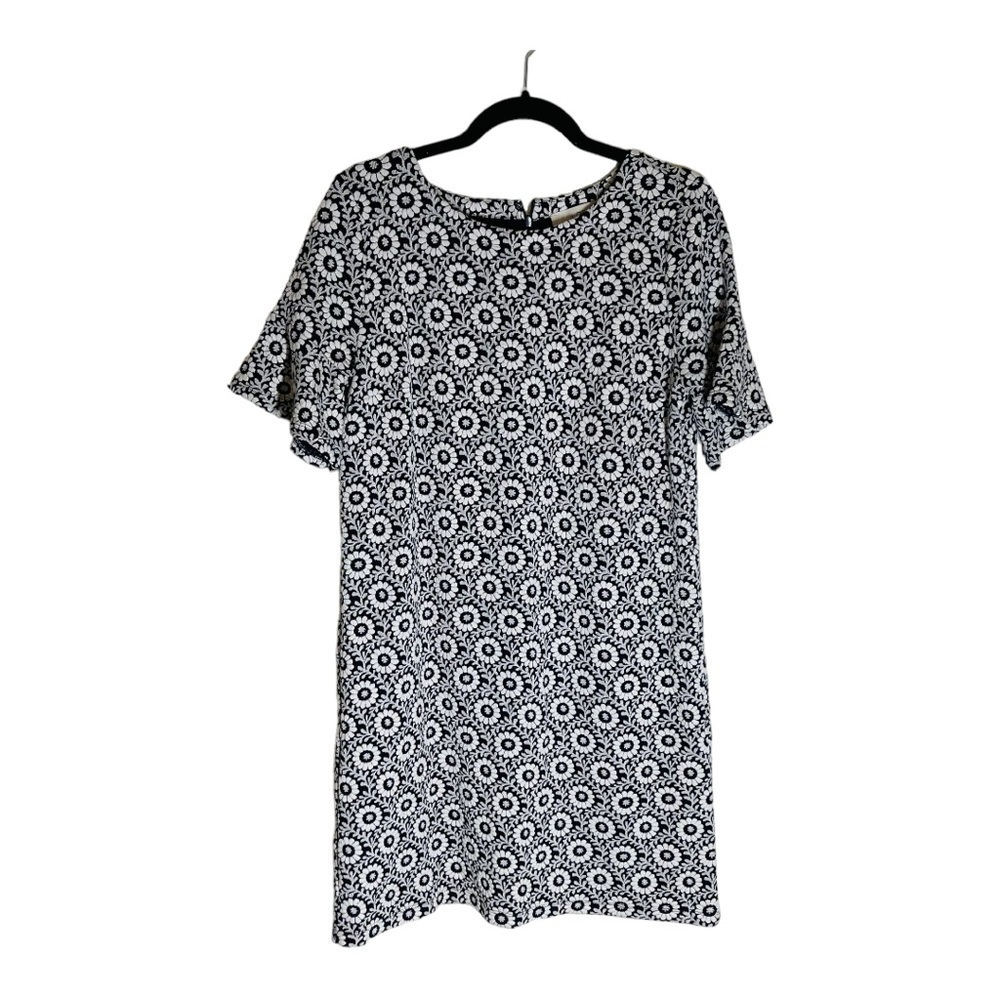 Loft navy and white daisy A-line dress